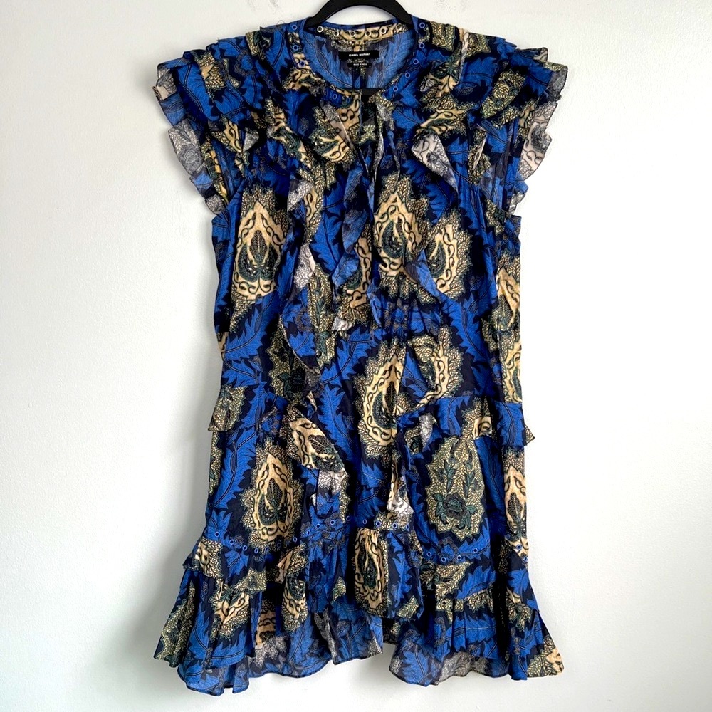 Isabel Marant Blue and Gold Patterned Dress